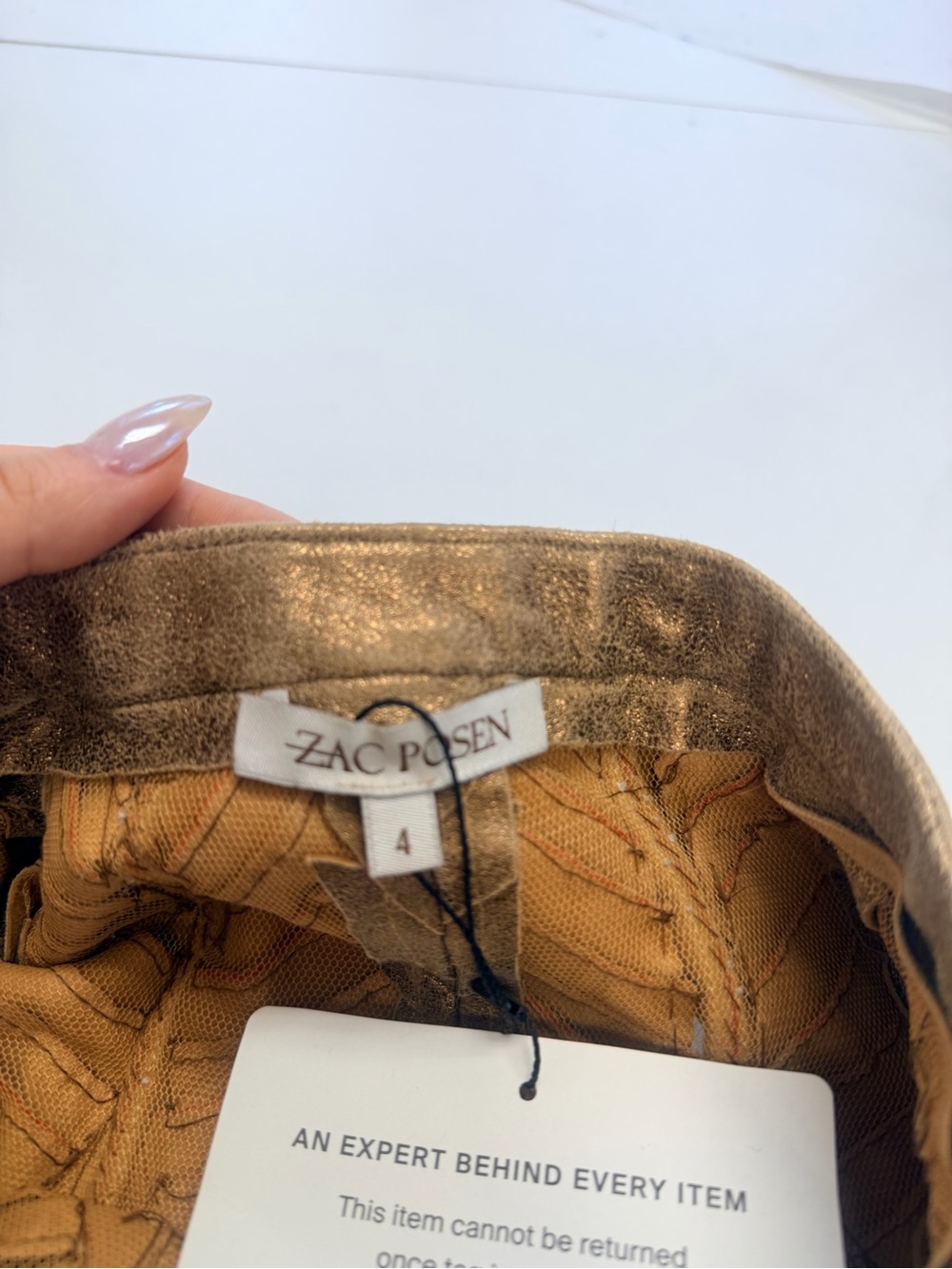 Zac Posen Metallic Gold Clutch with Mustard Interior